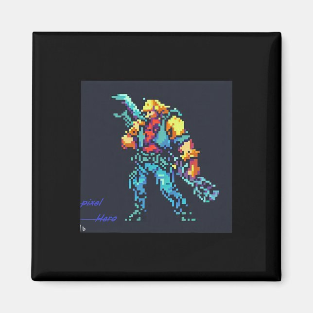 Hero ( 90's Retro Video Game Pixel Style Art)  Magnet (Front)
