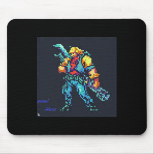 Hero ( 90's Retro Video Game Pixel Style Art)  Mouse Pad