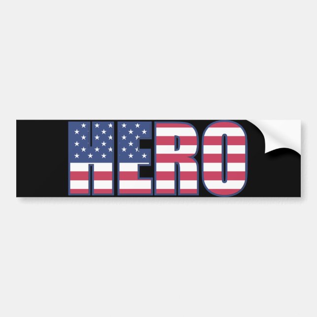 Hero American Flag Stars Stripes Red White Blue Bumper Sticker (Front)