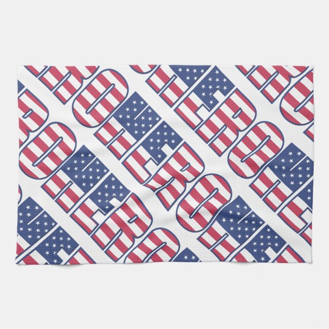 Hero American Flag Stars Stripes Red White Blue Tea Towel (Horizontal)