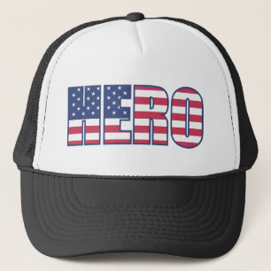 Hero American Flag Stars Stripes Red White Blue Trucker Hat