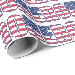 Hero American Flag Stars Stripes Red White Blue Wrapping Paper