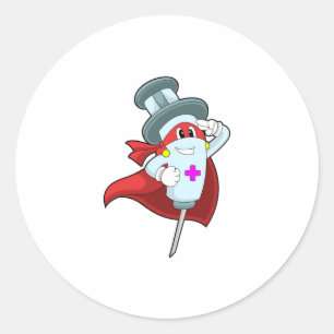 Hero as Nurse with Syringe Classic Round Sticker