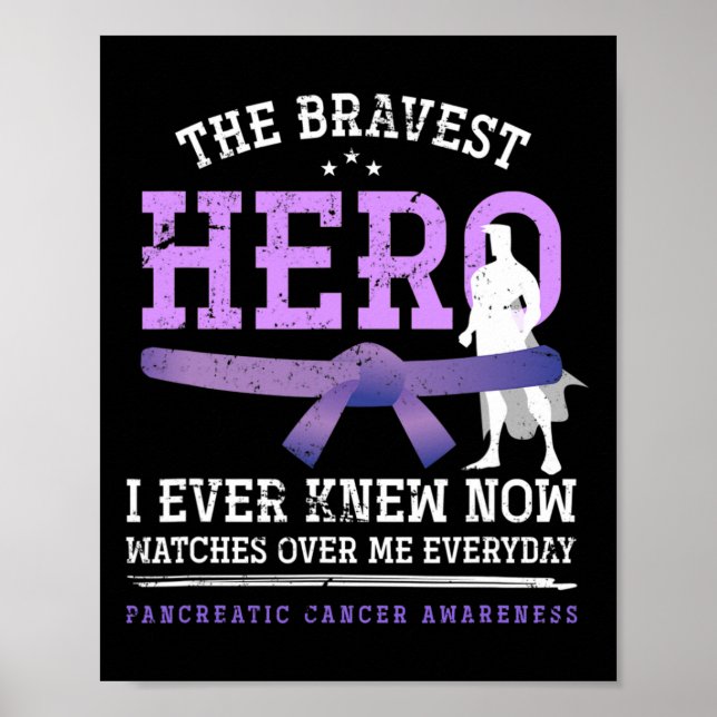 Hero Brave Cancer Warrior Gift Pancreatic Cancer A Poster (Front)