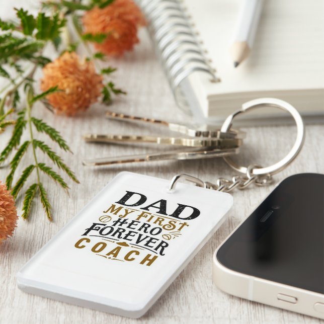 Hero Coach Dad Keychain – Small Gift with Big Love (Front Right)