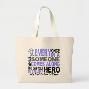 HERO COMES ALONG 1 Dad PROSTATE CANCER Large Tote Bag