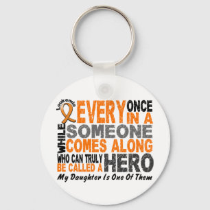 HERO COMES ALONG 1 Daughter LEUKEMIA T-Shirts Key Ring