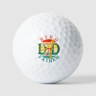 Hero Dad Fath Sunset Tie, Moustache & Sunglasses Golf Balls
