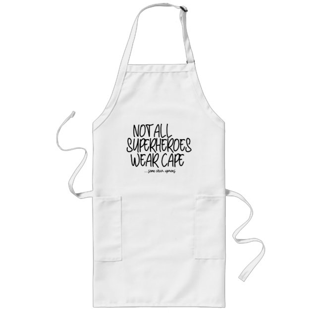 Hero Dad Quote Pocket Apron, Fun Father's Day Gift Long Apron (Front)