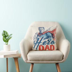 "Hero Dad" Superhero Illustration with Baby Bottle Cushion