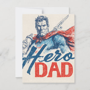 "Hero Dad" Superhero Illustration with Baby Bottle Postcard