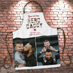 Hero Daddy Father`s Day 2 Photo Collage Apron<br><div class="desc">You are my Hero Daddy Father`s Day 2 Photo Collage Apron. The text is trendy typography. Personalised apron for a dad. Add 2 photos and your names. You can change daddy to dad, pap, papa, ... . Perfect gift for a father on a Father`s Day, birthday or Christmas and it`s...</div>