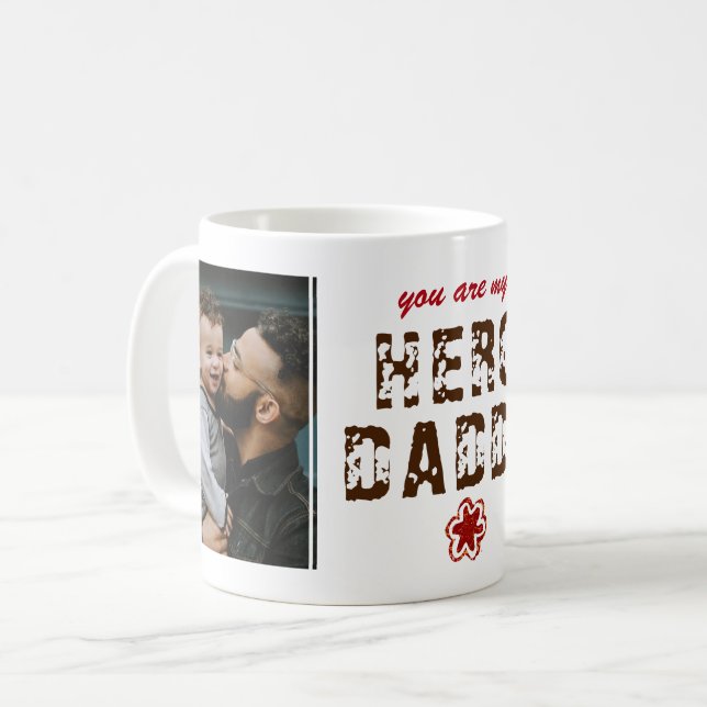 Hero Daddy Father`s Day 2 Photo Collage  Coffee Mug (Front Left)