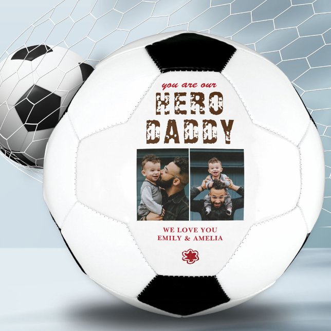 Hero Daddy Father`s Day 2 Photo Collage Soccer Ball (Creator Uploaded)