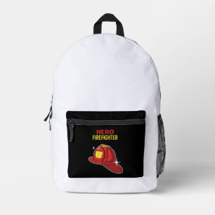 Hero Firefighter Cartoon Red Helmet Appreciation Printed Backpack
