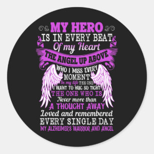Hero Is Heart Angel Thought Alzheimerheimer's Warr Classic Round Sticker