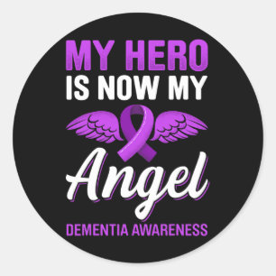 Hero Is Now My Angel Dementia Awareness Alzheimerh Classic Round Sticker