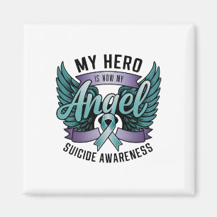 Hero Is Now My Angel Suicide Awareness Purple Turq Magnet