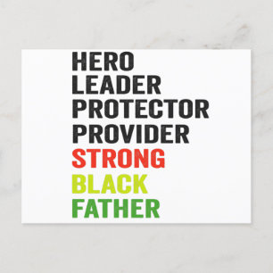 Hero Leader Protector Provider Strong Black Father Postcard