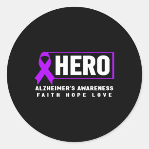 Hero - Purple Ribbon Heimer’s Awareness Classic Round Sticker