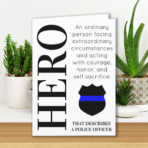 Hero Thin Blue Line Personalised Police Officer   Thank You Card