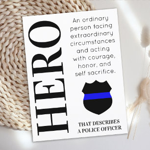 Hero Thin Blue Line Police Thank You Postcard