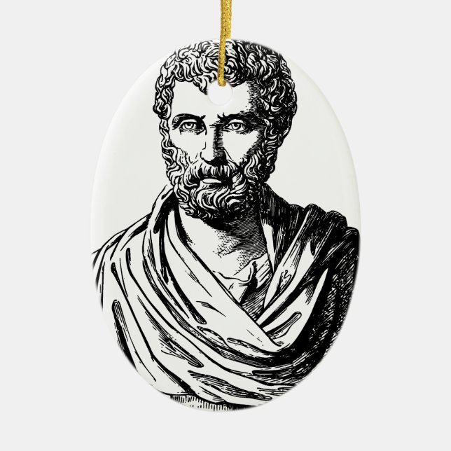 Herodotus bust Greek historian Ceramic Tree Decoration (Front)