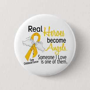 Heroes Become Angels Childhood Cancer 6 Cm Round Badge