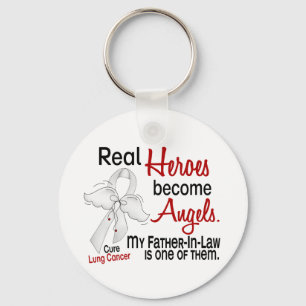 Heroes Become Angels Father-In-Law Lung Cancer Key Ring