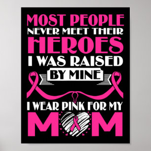 Heroes I Wear Pink For My Mum Breast Cancer Awaren Poster