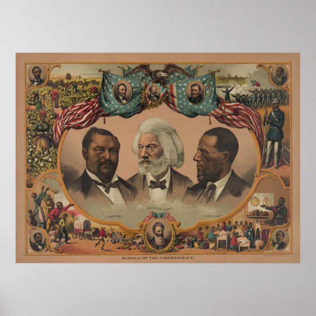 Heroes of the Coloured Race 1881 Frederick Douglas Poster (Front)