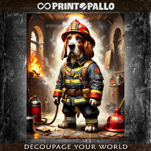 Heroic Basset Hound dog acting as a Firefighter -  Tissue Paper