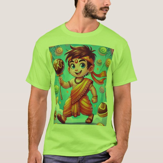 "Heroic Chhota Bheem Cartoon T-Shirt for Kids - Vi (Front)