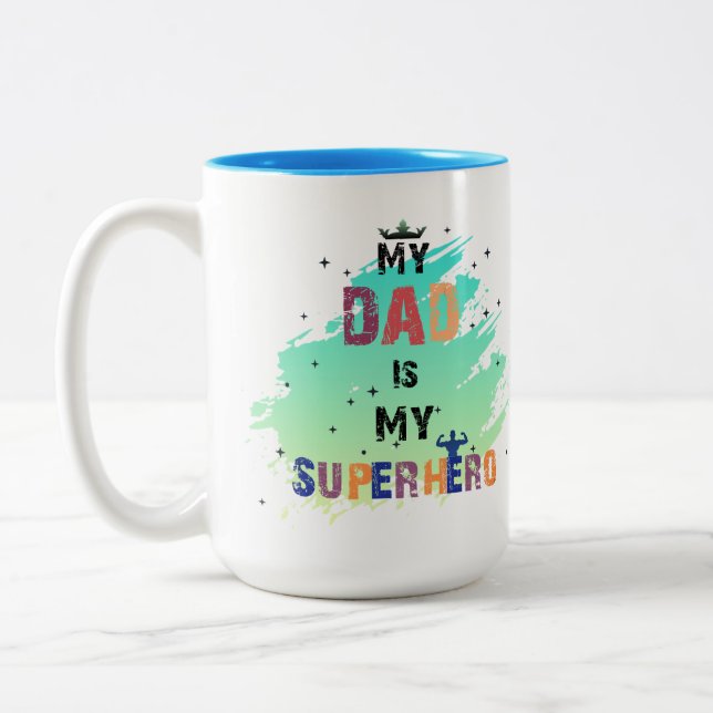 Heroic Dad Vibes  Two-Tone Coffee Mug (Left)