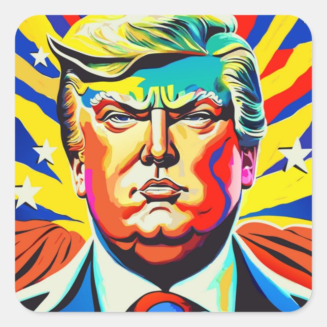Heroic Donald Trump Patriotic President Portrait Square Sticker (Front)
