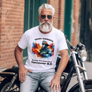 Heroic firefighter amidst bright flames T-Shirt