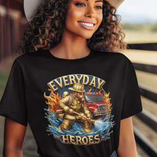 Heroic Firefighter Battles Blaze T-Shirt