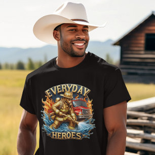Heroic Firefighter Battles Blaze T-Shirt