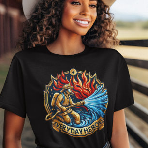 Heroic Firefighter Battling Blaze T-Shirt