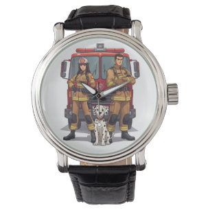 Heroic Firefighters & Dalmatian Anime Wrist Watch
