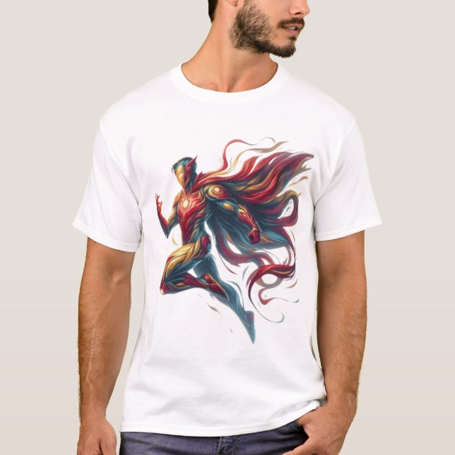Heroic Glow: Hand-Painted Superhero Art T-Shirt De (Front)