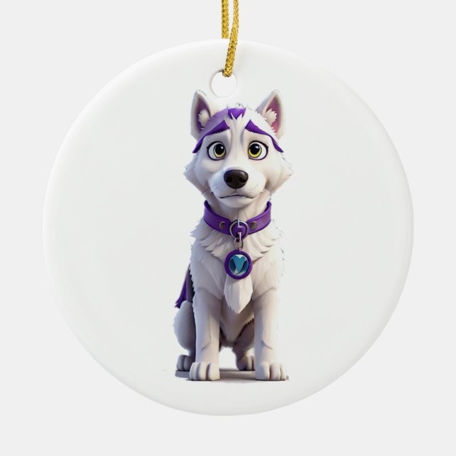 Heroic Husky Ceramic Ornament (Front)