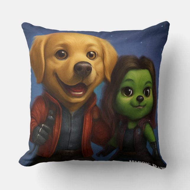 Heroic Paws – Superhero Dogs in Costume Cushion (Front)
