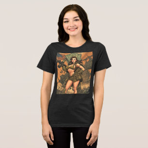 Heroic Pin-Up Girl T-Shirt - Strength Meets Style Tri-Blend Shirt