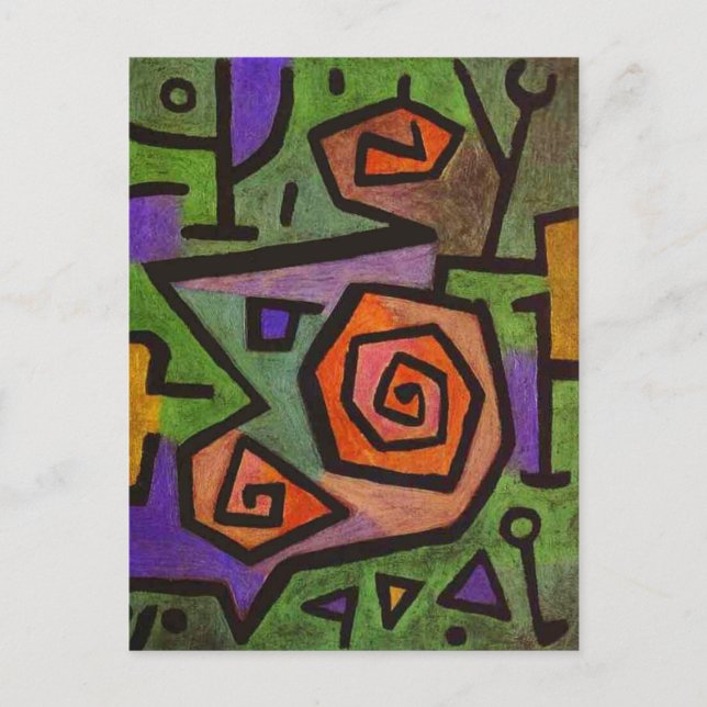 Heroic Roses Abstract by Paul Klee Postcard (Front)
