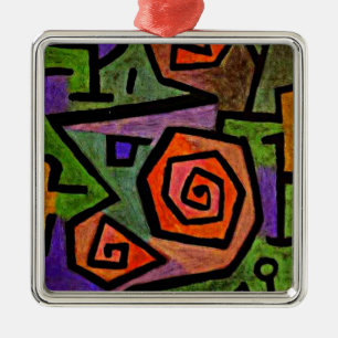 Heroic Roses, famous Paul Klee painting, Metal Ornament