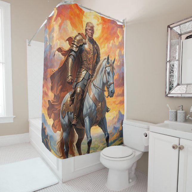 Heroic Trump Warrior in Golden Armour Shower Curtain (In Situ)