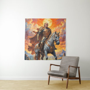 Heroic Trump Warrior in Golden Armour Tapestry