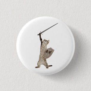 Heroic Warrior Knight Cat 3 Cm Round Badge