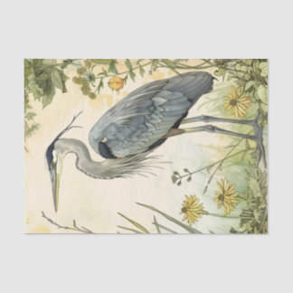 Heron and Flowers Decoupage Tissue Paper